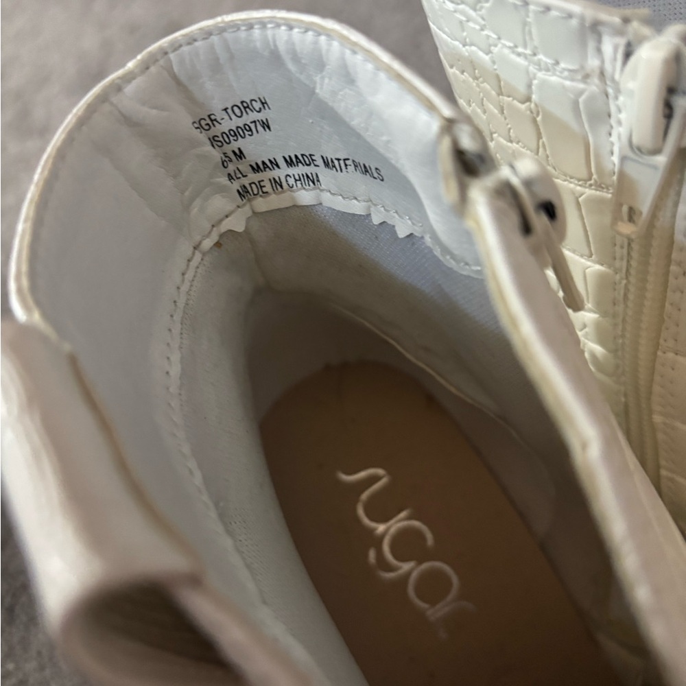Sugar Cream Croc-Pattern Ankle Booties - Picture 2 of 6